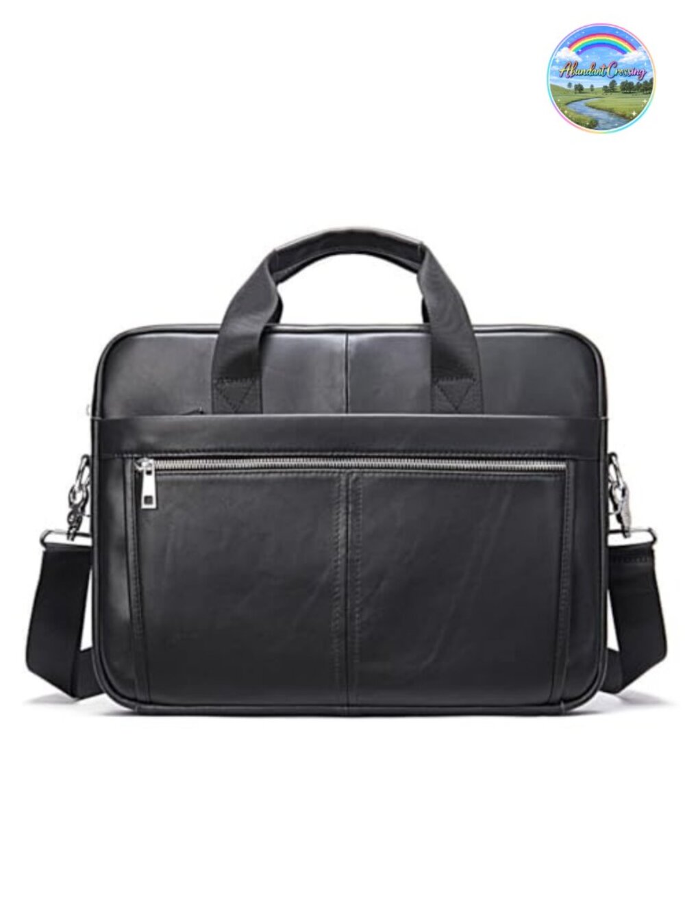 Genuine Leather Briefcase Messenger Crossbody Bag for Men Business Travel